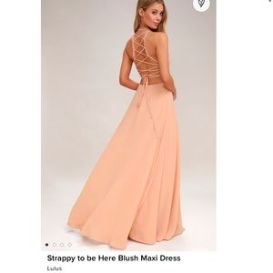 Lulus NWT Strappy to be Here Blush Maxi Dress. Size Small